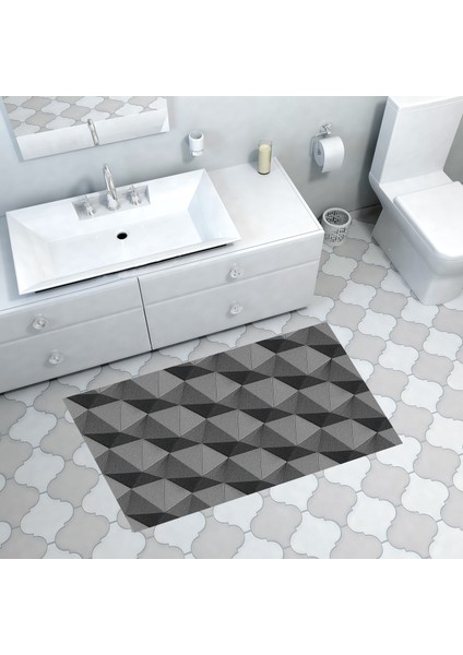 Kaymaz Dijital Mutfak & Salon Halı Trend Geometrik E5010 Gri