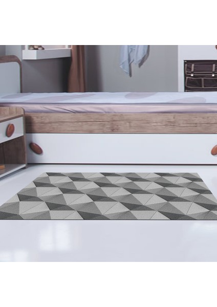Kaymaz Dijital Mutfak & Salon Halı Trend Geometrik E5010 Gri