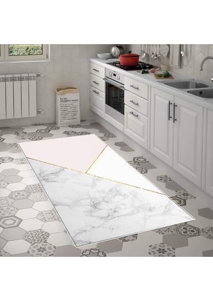 Kaymaz Dijital Mutfak & Salon Halı Yıldız Deri Geometrik E5008 Beyaz indirimleri
