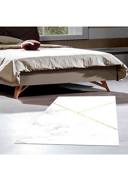 Kaymaz Dijital Mutfak & Salon Halı Yıldız Deri Geometrik E5008 Beyaz