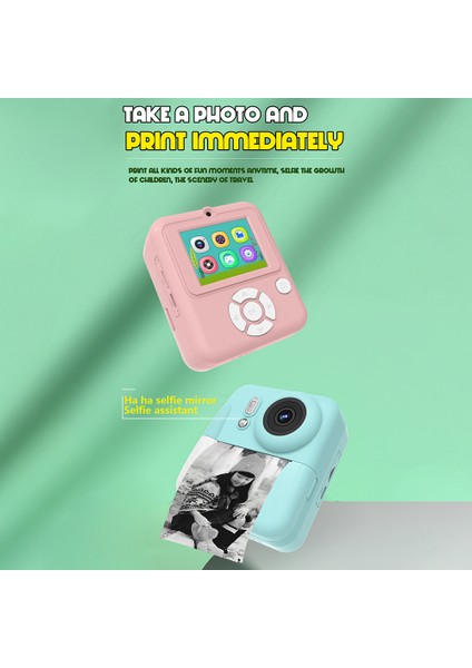 Q10 Çocuklar Için 2.4 Inç IPS Ekran Anında Baskı Kamerası Hd Çift Lensli Fotoğraf Baskısı Çocuk Kamerası-Mavi (Yurt Dışından) fiyatları