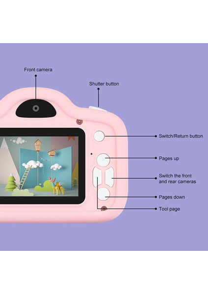 A15 Karikatür Domuz 2.0 Inç Ekran Çocuk Kamera Şarj Edilebilir Hd Çift Lens Dijital Kamera Oyuncak-Pembe (Yurt Dışından) indirimleri