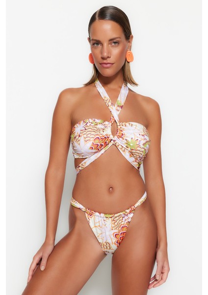Shopeonly Çiçek Desenli Straplez Bikini Takımı modelleri