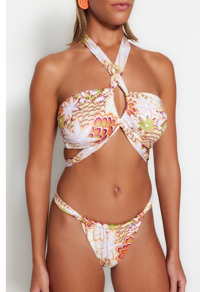 Shopeonly Çiçek Desenli Straplez Bikini Takımı fırsatları