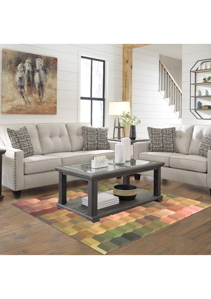 Kaymaz Dijital Mutfak & Salon Halı Trend Geometrik E5014 Renkli