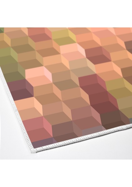 Kaymaz Dijital Mutfak & Salon Halı Trend Geometrik E5014 Renkli