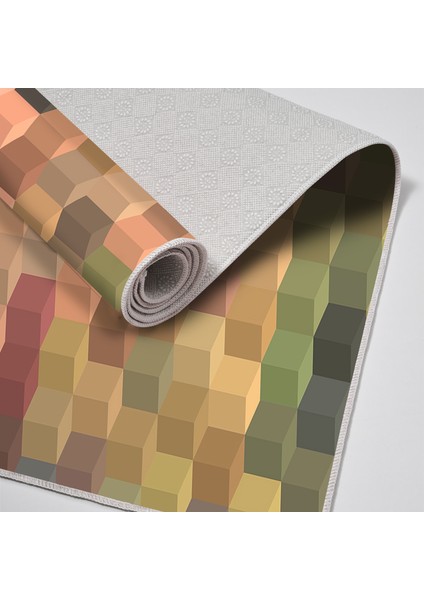 Kaymaz Dijital Mutfak & Salon Halı Trend Geometrik E5014 Renkli