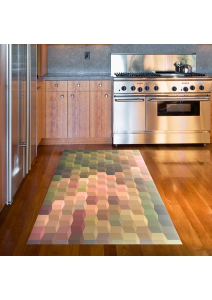 Kaymaz Dijital Mutfak & Salon Halı Trend Geometrik E5014 Renkli