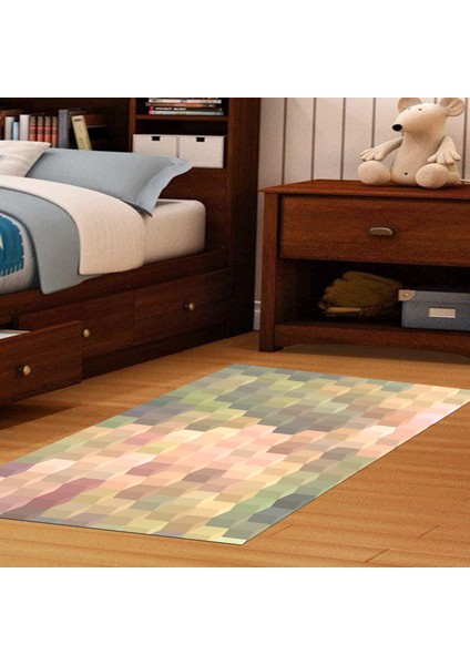 Kaymaz Dijital Mutfak & Salon Halı Trend Geometrik E5014 Renkli