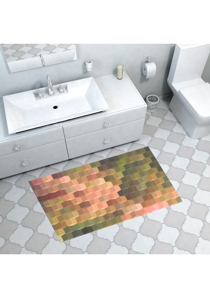 Kaymaz Dijital Mutfak & Salon Halı Trend Geometrik E5014 Renkli