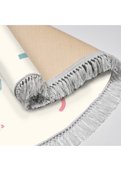 Kaymaz Dijital Mutfak & Salon Halı Yıldız Deri Saçaklı Oval Geometrik E5015 Beyaz fırsatları