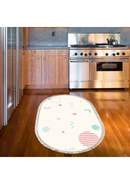 Kaymaz Dijital Mutfak & Salon Halı Yıldız Deri Saçaklı Oval Geometrik E5015 Beyaz indirimleri
