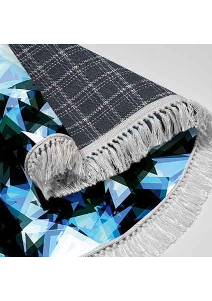 Kaymaz Dijital Mutfak & Salon Halı Star Pamuk Saçaklı Yuvarlak Geometrik E5012 Mavi fırsatları