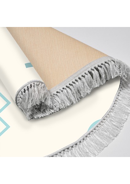 Kaymaz Dijital Mutfak & Salon Halı Yıldız Deri Saçaklı Yuvarlak Geometrik E5015 Beyaz fırsatları