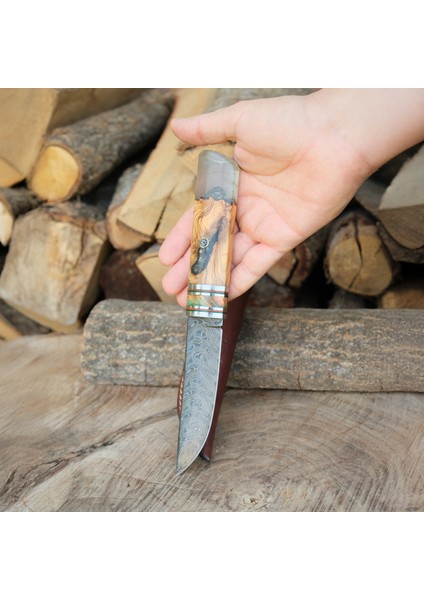 Puukko - Damascus Çelik - Koleksiyonluk ve Hediyelik Bıçak