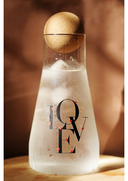 Caga Pinterest Love ve Kalp Desenli 2 Parça Bardak ve Borosilikat Cam Sürahi (900 Ml) Takım Seti indirimleri