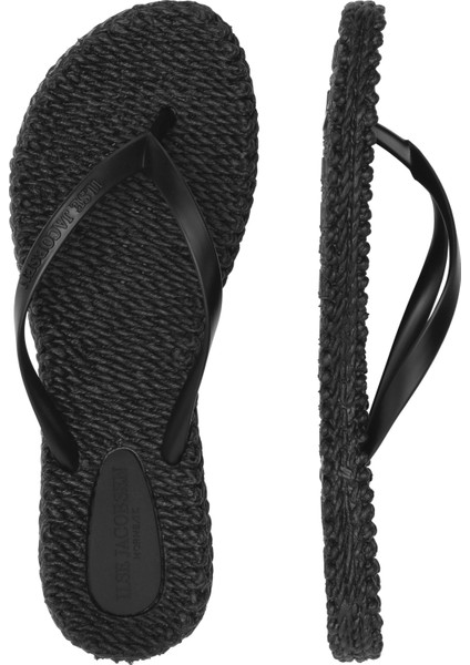 Black Cheerful02 - Siyah Düz Parmak Arası Terlik fırsatları