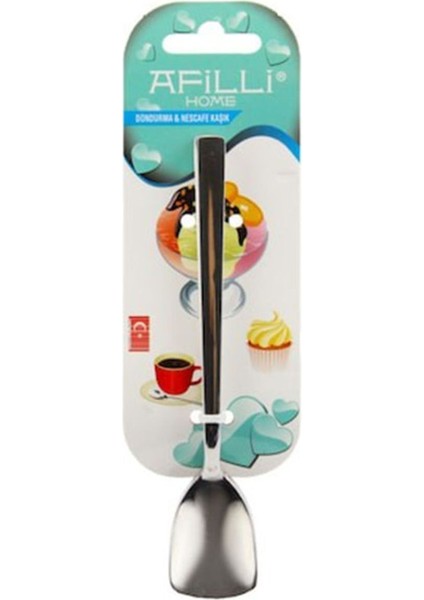 6'lı Paslanmaz Çelik Dondurma ve Nescafe Kaşığı Seti, Renkli ve Şık Tasarım