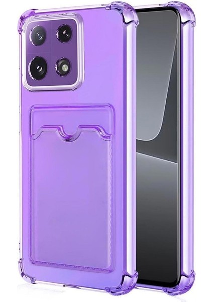 Xiaomi Mi 14T Uyumlu Kamera Korumalı Kartlıklı Köşeleri Airbag Tasarımlı Darbe Önleyici Şeffaf Silikon Kılıf