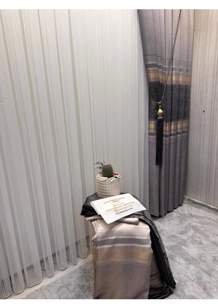 Nivemeshome Şimal Gümüş Detaylı 1/3 Sık Pileli Tül Perde Apm fırsatları