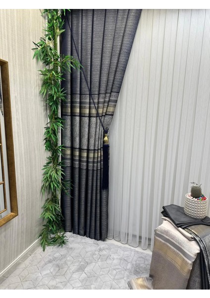 Nivemeshome Şimal Gümüş Detaylı 1/3 Sık Pileli Tül Perde Apm indirimleri