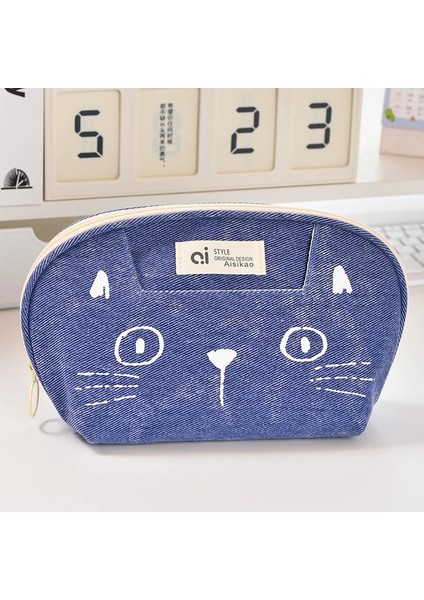 1 Adet Sevimli Sadelik Kedi Öğrenci Moda Karikatür Kedi Kırtasiye Saklama Kanvas Karalama Defteri Okul Malzemeleri Kalem Kutusu (Yurt Dışından)