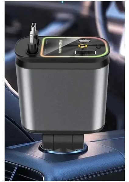 Acc-01 66W 3.4A, 4in1 Geri Çekilebilir Kablolu Yıldız Tavan, Rgb A+C Portlu Araç Içi Şarj fiyatları