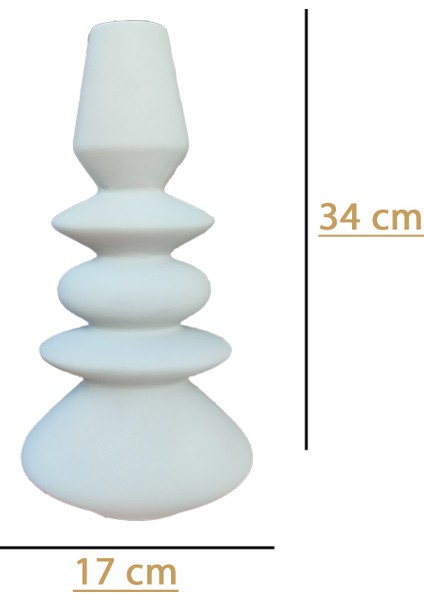 Mat Gri Seramik Vazo 34X17 cm | Bohem Dekoratif Modern Vazo
