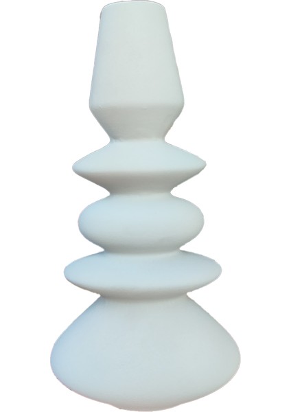 Mat Gri Seramik Vazo 34X17 cm | Bohem Dekoratif Modern Vazo