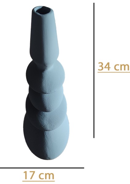 Mat Gri Seramik Vazo 34X17 cm | Bohem Dekoratif Modern Vazo