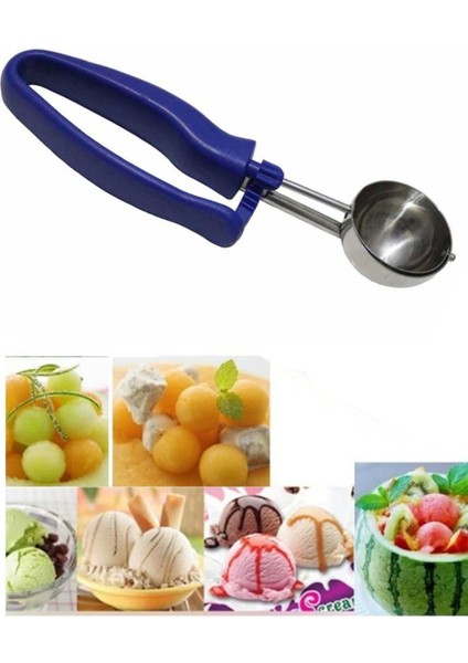 Paslanmaz Çelik Dondurma ve Sunum Kaşığı, 40 Mm, Mavi Renk