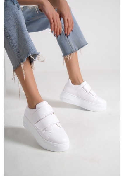 Venedık Bağcıksız Cırtlı 2 Bantlı Ortopedik Taban Kadın Sneaker Günlük Ayakkabı Bt Beyaz fırsatları
