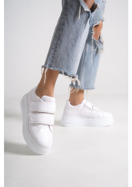 Venedık Bağcıksız Cırtlı 2 Bantlı Ortopedik Taban Kadın Sneaker Günlük Ayakkabı Bt Beyaz indirimleri