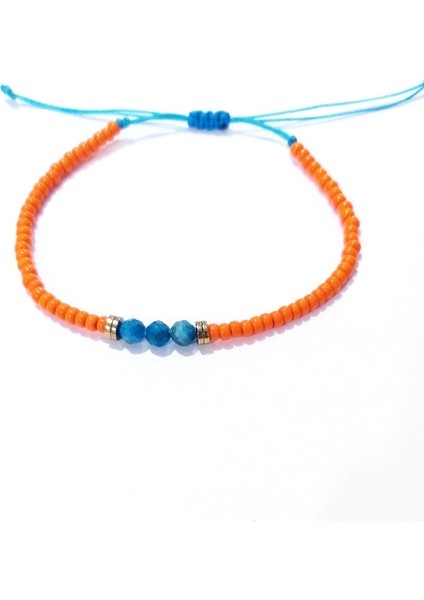 Apatit ve Hematit Doğaltaşlı Turuncu Miyuki Round Boncuklu Bileklik