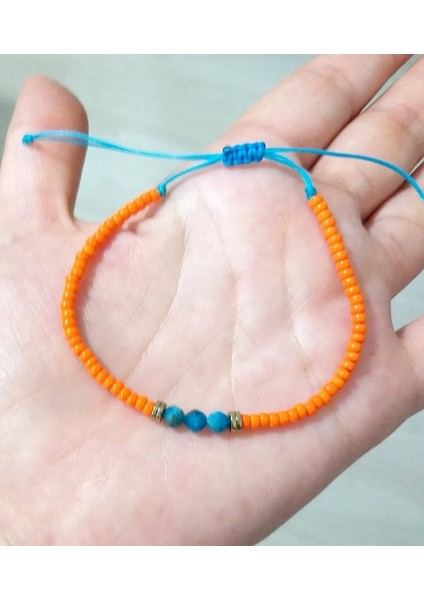 Apatit ve Hematit Doğaltaşlı Turuncu Miyuki Round Boncuklu Bileklik