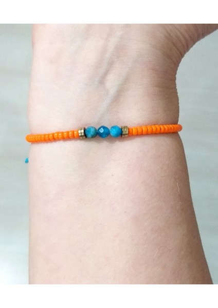 Apatit ve Hematit Doğaltaşlı Turuncu Miyuki Round Boncuklu Bileklik