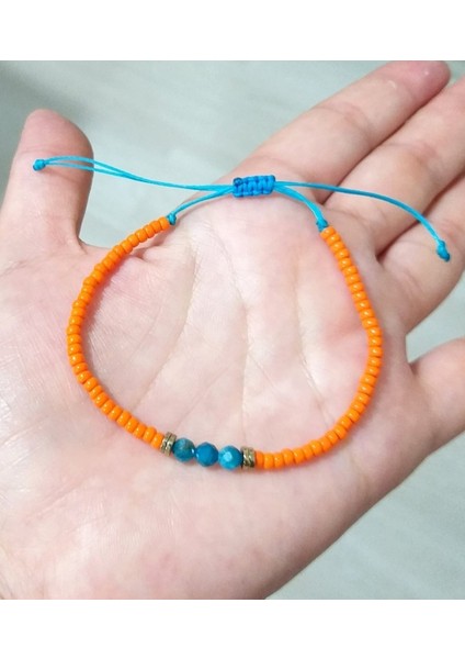 Apatit ve Hematit Doğaltaşlı Turuncu Miyuki Round Boncuklu Bileklik