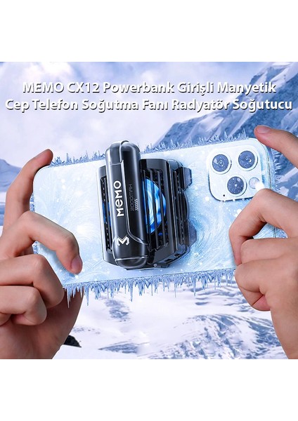 Memo CX12 Powerbank Girişli Manyetik Cep Telefon Soğutma Fanı Radyatör Soğutucu - NEONX6065-97 fiyatları