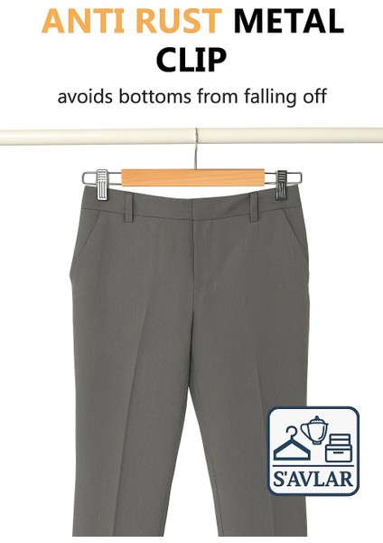 Savlar Mandallı Ahşap Askı Pantolon ve Etek Askısı 10 Adet fiyatları