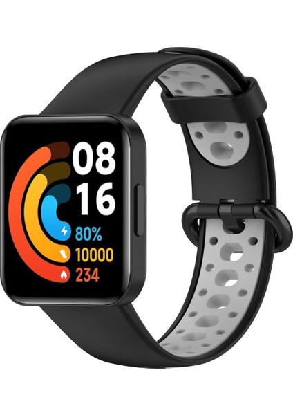 Xiaomi Redmi Watch 2 Spor Delikli Kordon - Siyah-Gri - NEONX7973-9309