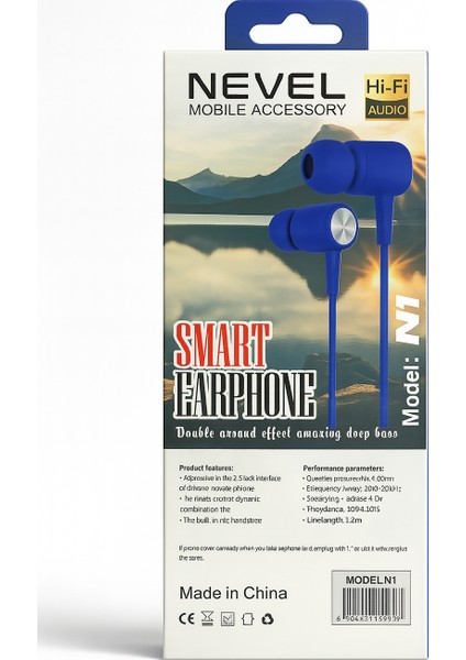 N1 Mavi – Kablolu Stereo Kulaklık (3.5mm Jak) modelleri