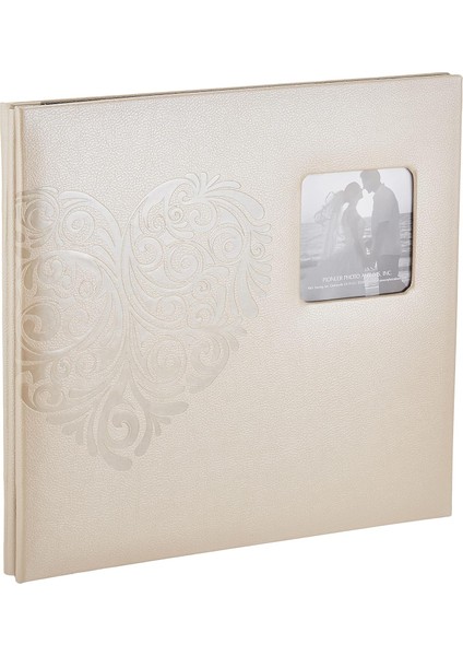 Photo Albums Fotoğraf Albümleri MB-10EW Postbound Kabartmalı Suni Deri Çerçeve Kapak Düğün Hafıza Defteri, x 30,48 Cm, Kalp