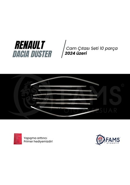 Renault Duster 2024 Üzeri Krom Cam Çıta Seti 10 Parça Paslanmaz Çelik fiyatları