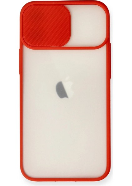 iPhone 11 Kılıf Palm Buzlu Kamera Sürgülü Silikon - Kırmızı - NEONX1824-6390