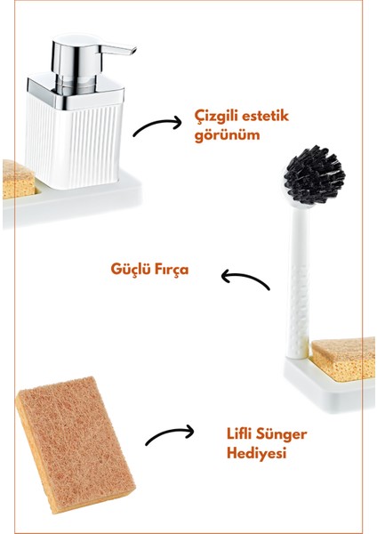 Fırçalı Sıvı Sabunluk Süngerlik Standlı Mutfak Banyo Seti fiyatları