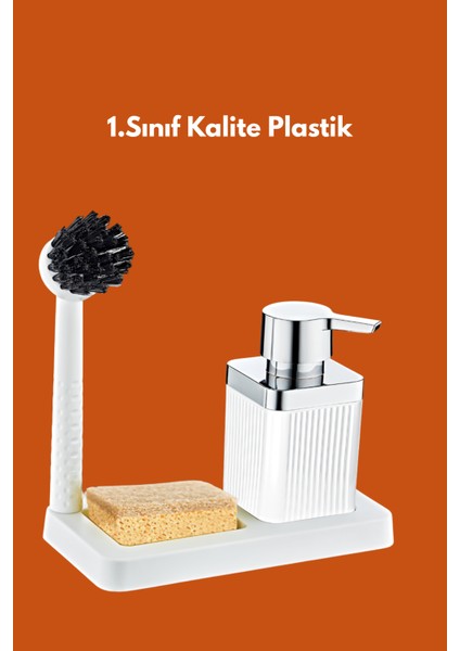 Fırçalı Sıvı Sabunluk Süngerlik Standlı Mutfak Banyo Seti fırsatları