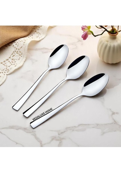 6'lı Paslanmaz Çelik Tatlı Kaşık Seti, Şık ve Dayanıklı Mutfak Aksesuarı