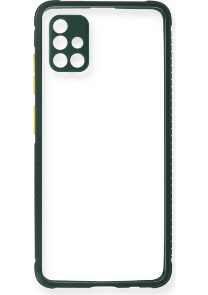 Samsung Galaxy A71 Kılıf Miami Şeffaf Silikon - Koyu Yeşil - NEONX4054-5582