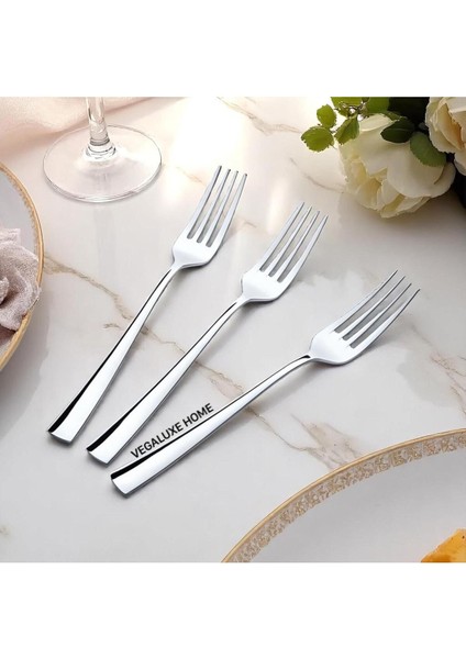 6'lı Paslanmaz Çelik Tatlı Çatal Seti, Dayanıklı ve Şık Tasarım