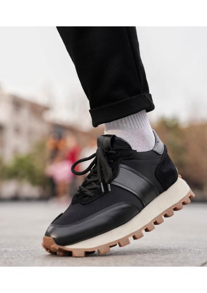 Sarasota Model Gerçek Deri El Yapımı Erkek Siyah Sneaker Ayakkabı - Erkek Spor Ayakkabı